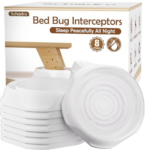 Bedbug Interceptors, 8-pack vägglössfällor, insektsdetektor för säng, soffa och alla möbler, bildskärm 24/7, 360° skydd för din familjs lugna sömn