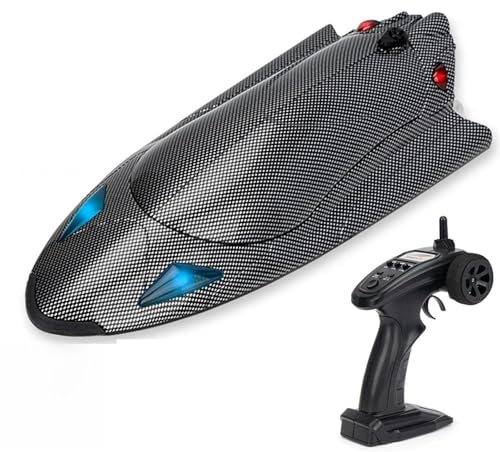LKHLTBF Barca RC ad Alta velocità 2.4G Turbo Jet 40KM/h 120-150M Distanza RC 7.4V 2000mAh 390 Brushed RC Boat per Bambini e Adulti Regalo,Triple Battery