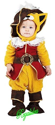 PRESTIGE & DELUXE Costume Vestito Carnevale Gatto con Gli Stivali Taglia 0 2 4 Anni (3-4 Anni: Altezza Bimba/o 104 cm)