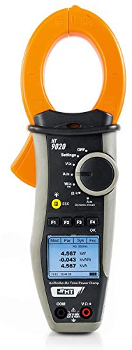 HT HT9020 - Pinza amperimétrica para medir potencias/armónicas corrientes de arranque DC, AC+DC TRMS hasta 1000 A HP009020