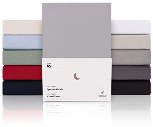 Blumtal® Premium Spannbettlaken 90x200cm Jersey - Oeko-TEX zertifiziertes Bettlaken 90x200cm Baumwolle 100% - Spannbettlaken Boxspringbett 90x200-90x200 Spannbettlaken - Dunkelgrau