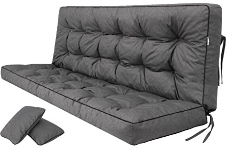 Cojín con respaldo para columpio de jardín, cojín para banco, ancho del asiento de 120 cm