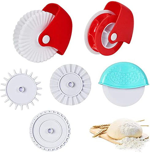 6 Piezas Pastelería Rueda Cortador, Rueda Rodillo Pastelería, Cortadores de Rueda para Hornear, para Masa de Tarta, Ravioles, Pasta, Pizza, Pastelería, Decoración de Celosía, Horneado