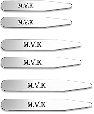 PiericngJak 6Pcs Metall Kragenstäbchen Set mit Gravur Herren Hemd Hemdkragen Stäbchen Edelstahl Kragenstege Collar Stays Personalisierte Geschenke für Männer, 3 Größe