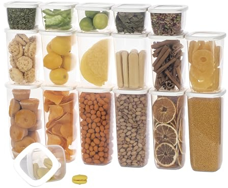 uandu Vorratsdosen mit Deckel luftdicht – 18er Vorratsbehälter Set BPA Frei, Aufbewahrungsdosen Küche für Müsli, Mehl & Zucker, Mit Etiketten