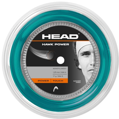 HEAD Cuerda de Tenis Unisex para Adultos Hawk Power Reel, 200 m, Color petróleo, 1,30 mm/16 g