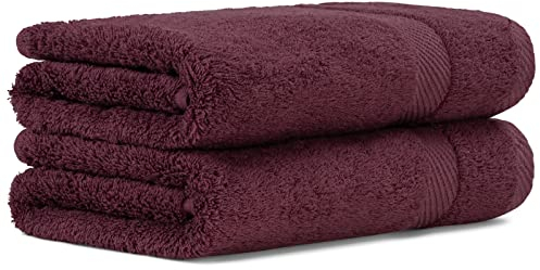 Luckytowel Handtücher Set 50x100 cm 100% Baumwolle, Handtuch-Set 2er Pack Bordeaux