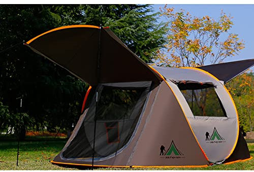 hzexun Tienda de campaña tipo túnel para 3-4 personas, totalmente automática, apertura rápida, tienda impermeable para barbacoa al aire libre y viajes de camping familiar (caqui, pequeña)