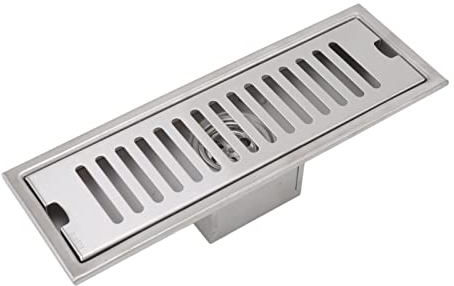 Siphon de Douche Linéaire de 30,5 Cm, Siphon de Sol de Douche Rectangulaire, Siphon de Sol Anti-retour, Siphon de Sol de Douche à Drainage Rapide avec Clapet Anti-retour pour Salle de Bain, Cuisine, T