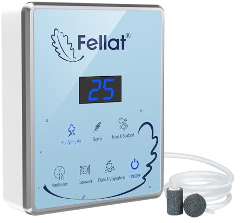 Ozone Generator, Ozone Deodorizer for 5-30 ㎡ Room, Multipurpose Ozone Machine for Water and Air, Portable Odor Eliminator with Timer & 2 Pack Air Stones for Home, Kitchen, Fruits & Vegetables