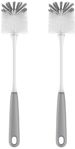 MR.SIGA Cepillo de Mango Largo para Botellas, Cepillo Flexible para Botellas de Agua, cristalería, Tazas, Gris, Paquete de 2