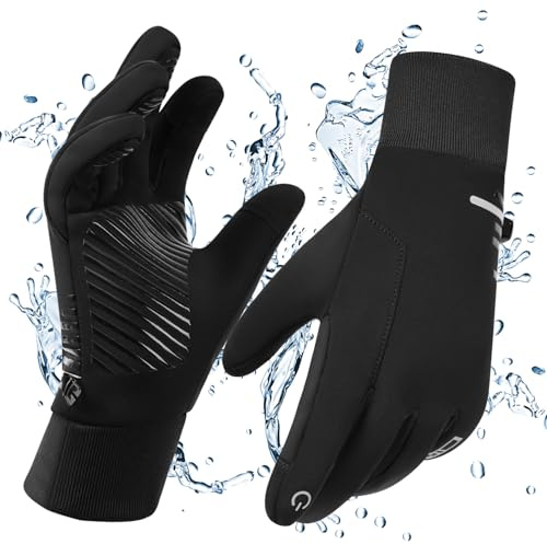 kyncilor Guanti Invernali Impermeabili Uomo,Guanti Moto Invernali Donna, Fodera Soffice, Touch Screen, Silicone Antiscivolo, Termici per Sci, Bici, Corsa