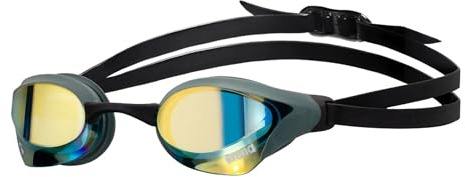 Arena Cobra Core Swipe Mirror Unisex-Wettkampfbrille für Erwachsene, Schwimmbrille mit Gebogenen Spiegelgläsern, Anti-Beschlag, UV-Schutz, 5 Austauschbare Nasenstege