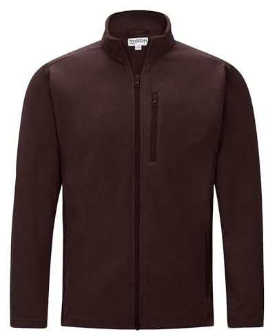 33 000 fot fleecejacka för herr ståkrage varm jacka herr lätt kofta övergångsjacka utomhus sweatjacka för vandring löpning fritid, BRUN, XL