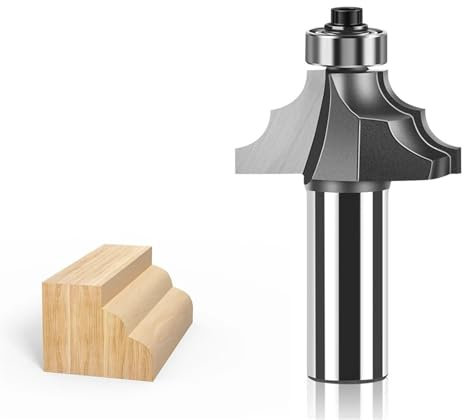 1pcs Double Round Over Edge Forming Router Bit, 6mm 1/4 Inch 12mm 1/2 Inch Shank Handrail Woodworking Tools Rounding Over Router Bit(12.7mmx34.9mm)