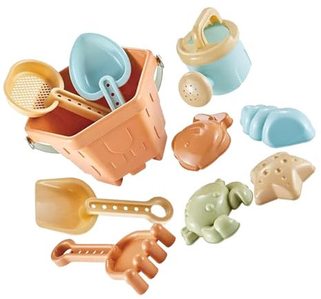 SUPYINI Sand Toy Set, 10 Pieces Sand Toys, Beach Toys, Sand Moulds, Beach Shell, Bucket, Shovel, Rake, Sand Play Set for Children and Toddlers