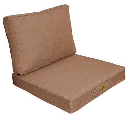 Déco Arts - Coussin Fauteuil Jardin & Galette Chaise 50x50 Terracotta - Lot 2 (Assise + Dossier) Déhoussable Effet Lin - Coussin Extérieur Salon Terrasse Palette Véranda Imperméable