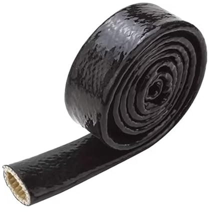 Glasfiberrör Glasfiberhölje Rör Fiberglas värmeskyddshylsa, glasfiberhylsa 1M värmeskyddad hylsa Silikonbelagd glasfiber for slangledningar och elektriska ledningar Svart, 75 mm