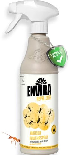 Envira Ameisen Abwehrspray 500 ml - Spray mit Langzeitwirkung gegen Ameisen, Wegameisen, Pharaoameisen - Schutz vor Ameisen für Wohnung, Balkon, Terrasse, Garten - Effektiv Ameisen fernhalten (PT19)