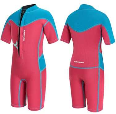 Summshall 2.5mm Neoprenanzug Kinder | Thermischer UV-Schutz Badeanzug für Schwimmen Tauchen Surfen | Wärmender Neopren Shorty für Mädchen Jungen 2-12 Jahre