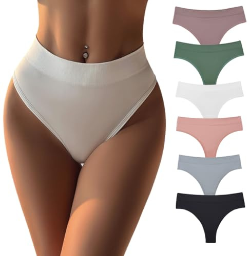 SISAY Culottes Femme sans Coutures String Brésilien Haute Taille Invisible Slip Lot de 6 Pièces Grandes Tailles Élastiques Microfibre Douce Respirante Style Sexy Confortable