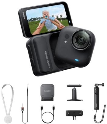 Insta360 GO Ultra Creator Bundle - Small 4K Vlogging Camera, Hands-Free, POV Cam, 1/1.28 Sensor, 53g Lightweight, 156° FOV, 200 Min Battery Life, Magnetic Wearable Action Camera for Sports, YouTube