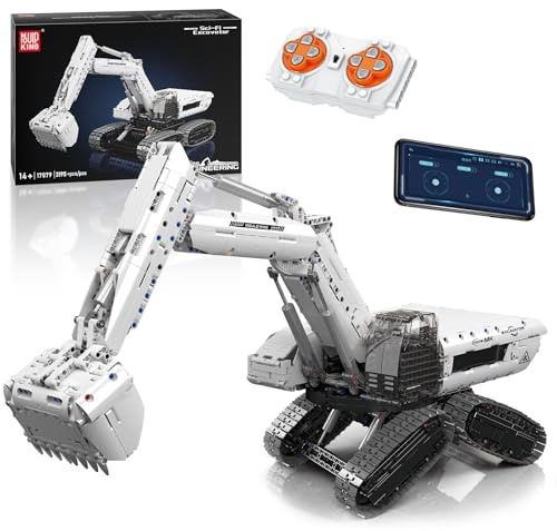 Mould King 17079 Technik Remote Controlled Excavator Building Blocks Crawler Excavator Clamping Building Blocks Car Crane Truck Construction Toy with Motor Gift for Adults (3195 Pieces)