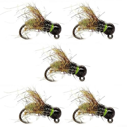 Lot de 5 appâts nymphes pour pêche à la truite - Pour une action rapide - # 14 - Blanc