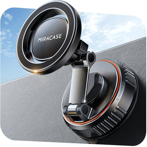 Miracase for MagSafe Car Mount [3600gf Strong Magnet & 89+LBS Suction Base] Magnetic Phone Holder for Cars, 360° Rotatable Dashboard & Windscreen Phone Holder with Adhesive Suction Cup for iPhone17-12
