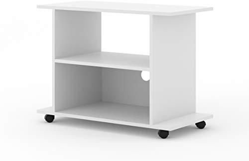 BIM Furniture TV Lowboard Schrank mit Rädern Yogi 80 cm TV Tisch Sideboard Kommode Hi-Fi Tisch (Weiß)