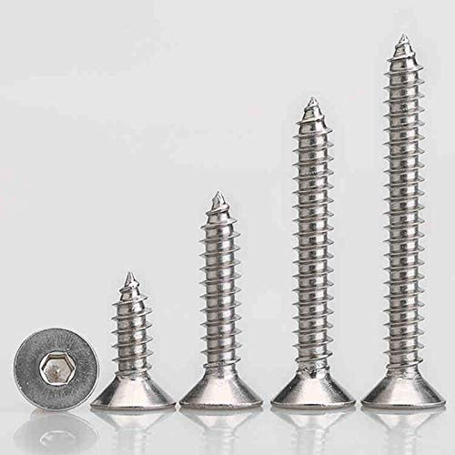 Vis autotaraudeuse à six pans creux à tête plate en acier inoxydable 304, vis autotaraudeuse à six pans creux à tête fraisée, clou à vis M5-M5 * 20 (5 comprimés)