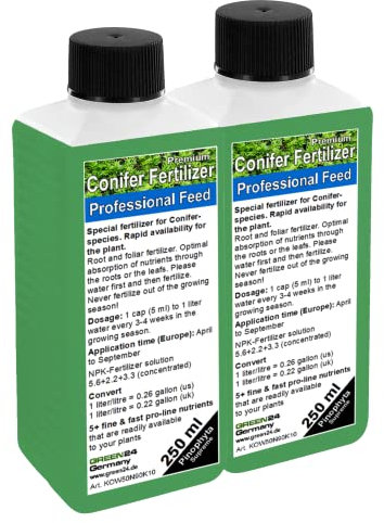 GREEN24 Engrais pour conifères, fertilisation de sapins, d’épicéas, de pins, engrais liquide de qualité supérieure de la gamme professionnelle Lot de 2
