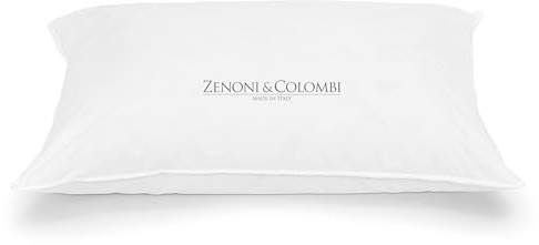Zenoni & Colombi | Guanciale Cuscino da Letto in Piuma d'oca con Fodera in 100% Cotone, Anallergico e Antiacaro | Made in Italy | Stelvio