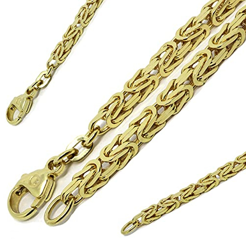 G & J Armband Königskette 585 14Karat 3,20mm 21cm massiv Gelbgold edles Armband für Damen Herren Made in Germany