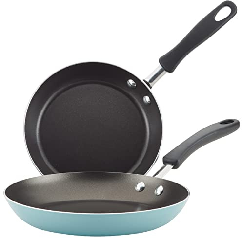 Farberware Cookstart DiamondMax Nonstick Frying Pans/Skillet Set, Dishwasher Safe, 8.25 Inch and 10 Inch, Aqua