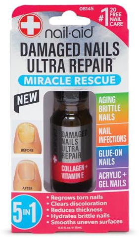 Nail-Aid Damaged Nails Ultra Repair, 5-in-1 Miracle Rescue with Collagen and Vitamin E