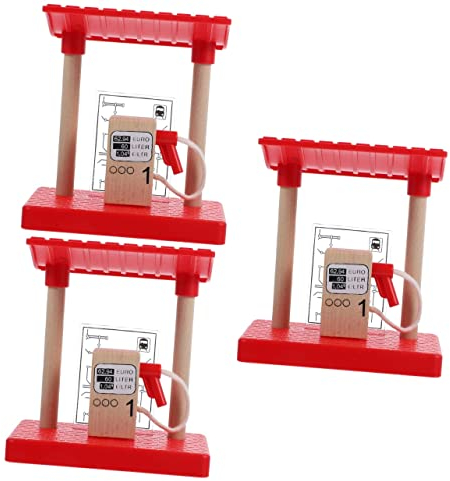 Toyvian 3st Gleiszubehör Frühpädagogisches Spielzeug Eisenbahn-spielset -zugzubehör Zug Straßensperre Spielzeug Verkehrs Tankstelle Eisenbahn-straßensperre Kind Spur Holz Schmücken
