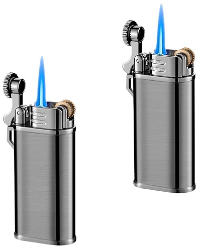 Confezione da 2 accendini a gas Mini Jet Lighter Jetflame con copertura protettiva, in metallo, ricaricabili Torch Lighter, idea regalo per uomini (nero, senza gas)