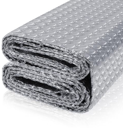 Reflective Bubble Insulation Sheet, Double Side Aluminum Foil Bubble Shield, Aluminum Foil Thermal Insulation Radiant Barrier for Windows, RV, Roof, Garage Door (23.6IN X 10FT)