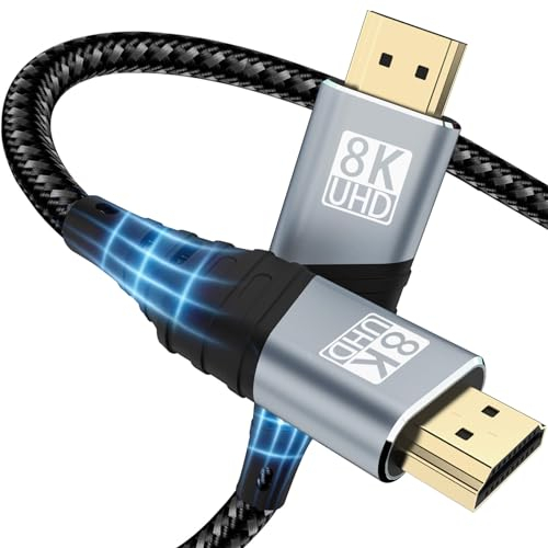 YUETUOL Câble HDMI 1m, 8K@60Hz Câble HDMI 2.1, 48gbps Haute Vitesse 4K@120Hz pour PS5 Console 7680P DTS:X eARC Dolby Vision, HDCP 2.2/2.3, HDR Dynamique,Compatible avec PS5/4/3 X-BOX HDTV