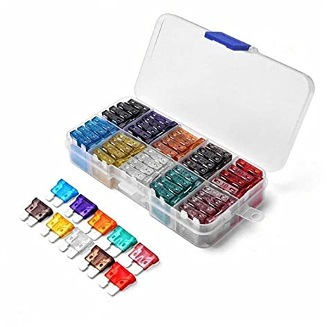 KuRkur Sicherungen 100PCS Autosicherungen 2A 3A 5A 7,5A 10A 15A 20A 25A 30A 35A Amp mit Box-Clip-Sortiment Auto Blade Type Fuse Set Sicherungen Replacement Parts