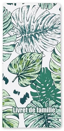 Nemau - Étui Livret de Famille -Format Français – Housse en Gomme Expansée Souple & Résistante – Protège-Livret Imperméable – Fabrication Française - Modèle Feuilles Monstera