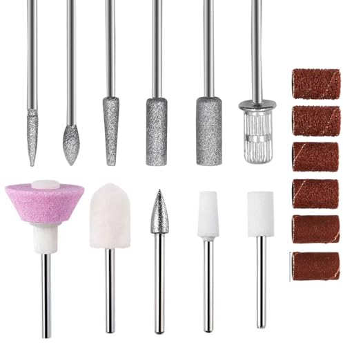 EUDUQ 11 brocas para fresa de uñas, broca de corindón para uñas profesional, accesorio para cutículas de gel acrílico, accesorios para manicura y pedicura