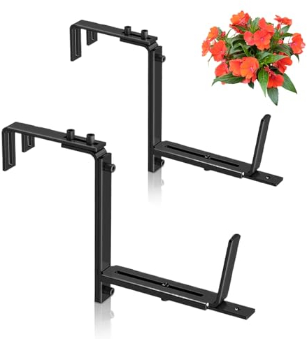 Uixxducc 2pcs Premium Balkonkasten Halterung Verstellbar Blumentopf-Ständer Haken Flexible Befestigung Geeignet für Zaun Gartenlaube Innenhof Garten Balkon Pflanzgefäße