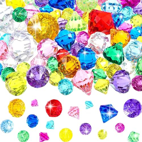 Beiyan 100 Stücke Edelsteine für Kinder,Diamanten Kinder,Acryl Diamante,Diamanten Kinder,Muggelsteine Bunt Kinder,Glassteine Bunt für Hochzeit Vasen Tischdeko,Gartendekoration