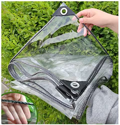 Regenschutz, transparente Plane, mit Ösen, wasserdichte Plane, transparent, 0,5 mm PVC-Kunststoffplane für Terrasse, Pavillon, Terrasse, Windschutz (2,5 x 4 m)