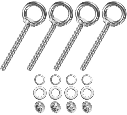 M METERXITY 4-Sets Boulons À Oeil En Acier Inoxydable M8x80mm Boulon À Oeil À Épaulement De Levage Avec Écrous Rondelles Filetage Mâle Longueur 3.15 Pouce Pour Suspension/Fixation