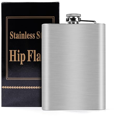 Fiaschetta in acciaio inox da 236 ml, portatile, a tenuta stagna, con imbuto, per alcol, whisky, rum