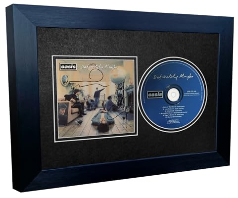 A4 Oasis Definitely Maybe (Whats The Story) Morning Glory Album Cover Liam Noel Gallagher Music Autografato Foto Foto Foto Cornice (entrambi gli album (25% di sconto), Nero passepartout, A4)