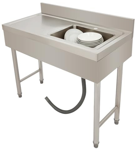Lavello in Acciaio Inox Acciaio Inox Lavello da Cucina 100x50x80cm Lavello Da Cucina Indipendente Capacità di Carico di 150kg Lavandino da Esterno Regolazione Dell'altezza da 1-3 cm